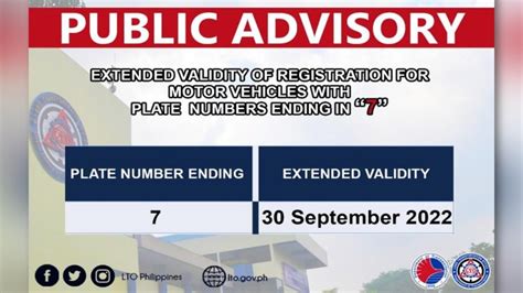 maaaring isuspende ang rehistro ng sasakyan|Pagpaparehistro ng plakang nagtatapos ng number 7, extended .